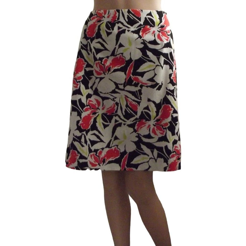 Jones Wear Skirt 6P straight pencil knee Tropical Floral white black red green6S
